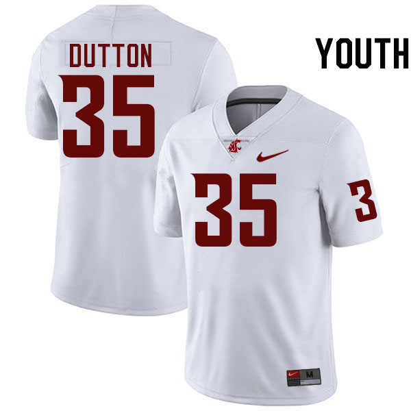 Youth #35 Ben Dutton Washington State Cougars College Football Jerseys Stitched-White